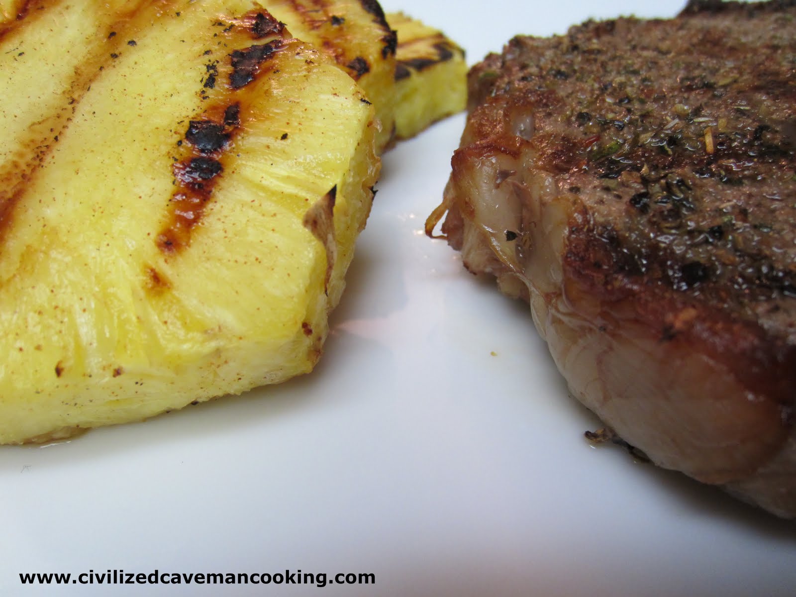 Herb Crusted Ribeye with Grilled Honey Pineapple » Civilized Caveman