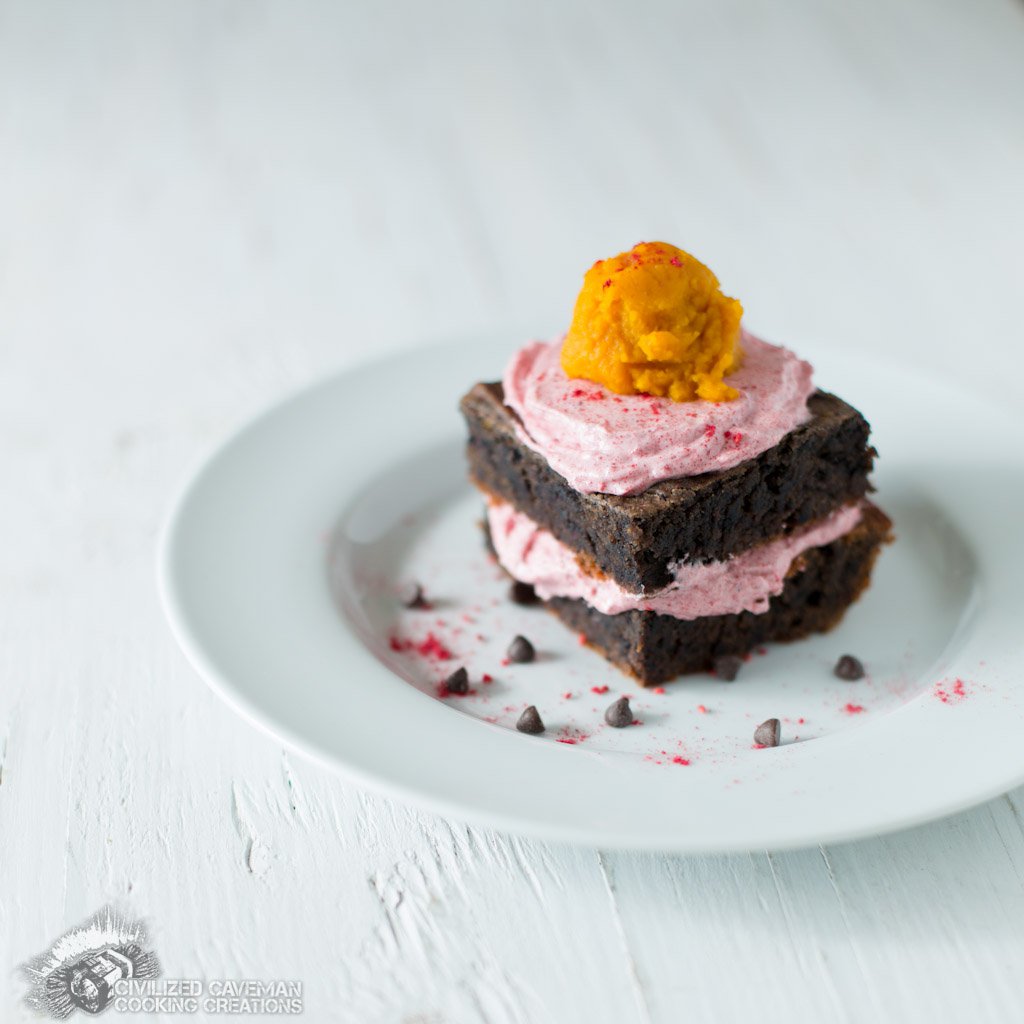 Pumpkin Blueberry Blondies with Raspberry Honey Frosting