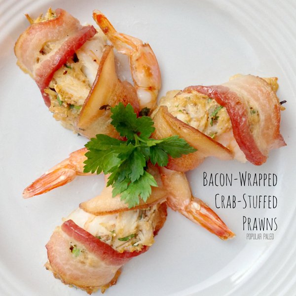 Bacon Wrapped Crab-Stuffed Prawns