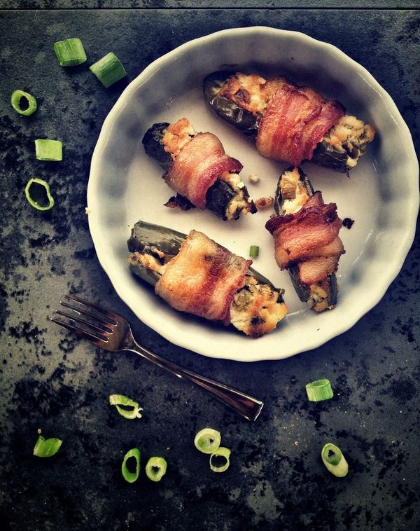 Bacon Wrapped Goat Cheese Jalapeno Poppers