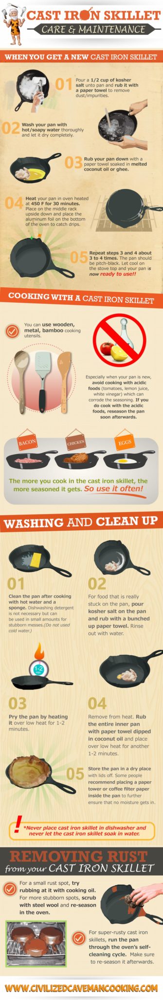 Cast iron skillet care and maintenance