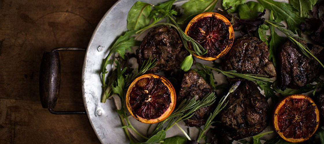 Lavender Lamb Chops with Grilled Blood Oranges