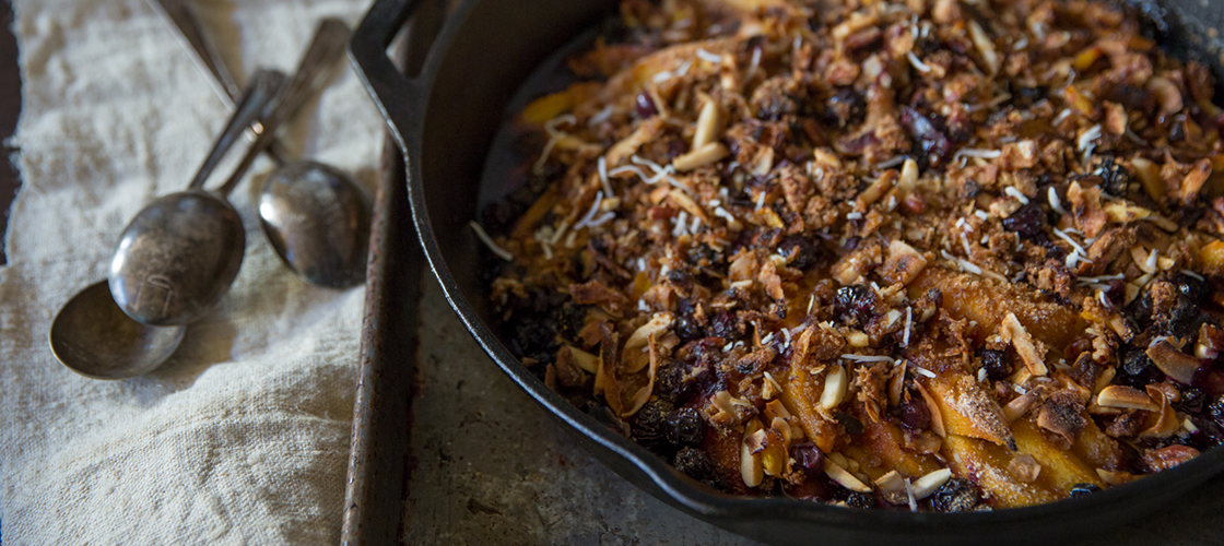Paleo Peach Cobbler with Blueberries - Civilized Caveman