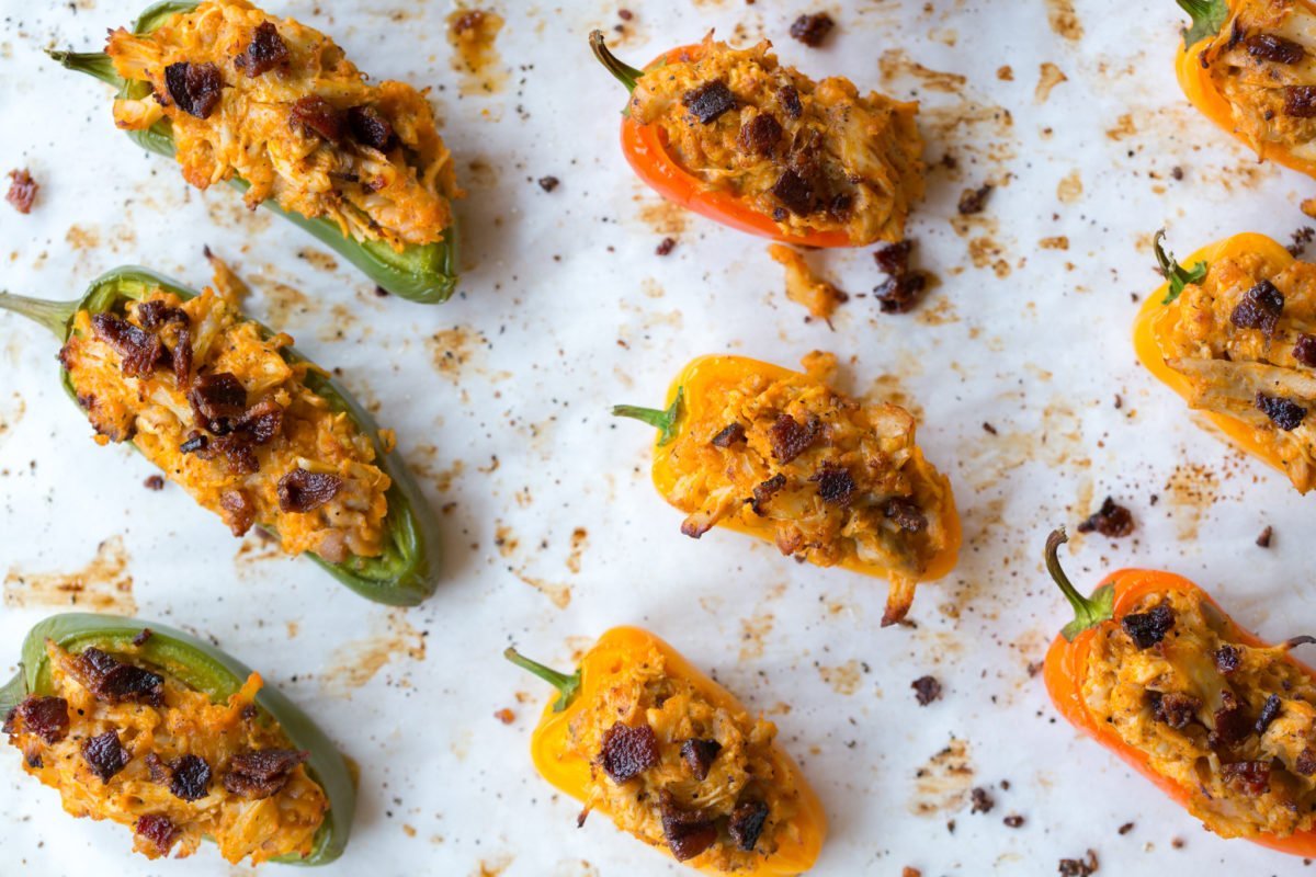 Buffalo Ranch Chicken Stuffed Jalapenos with Bacon » Civilized Caveman